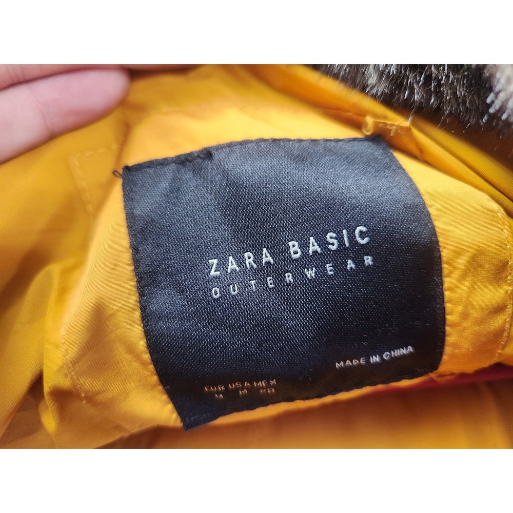 Zara Basic Mustard Yellow Quilted Puffer Jacket Womens Medium - Picture 3 of 6